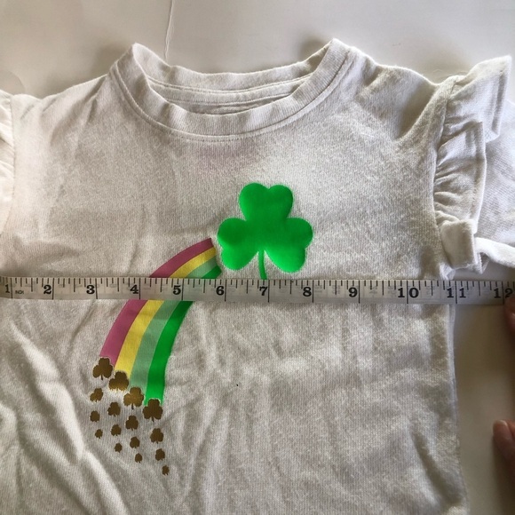 Cat & Jack Baby Girl Shamrock Rainbow Ruffle Long sleeves Pants Two Pc Set 18M - Picture 6 of 9